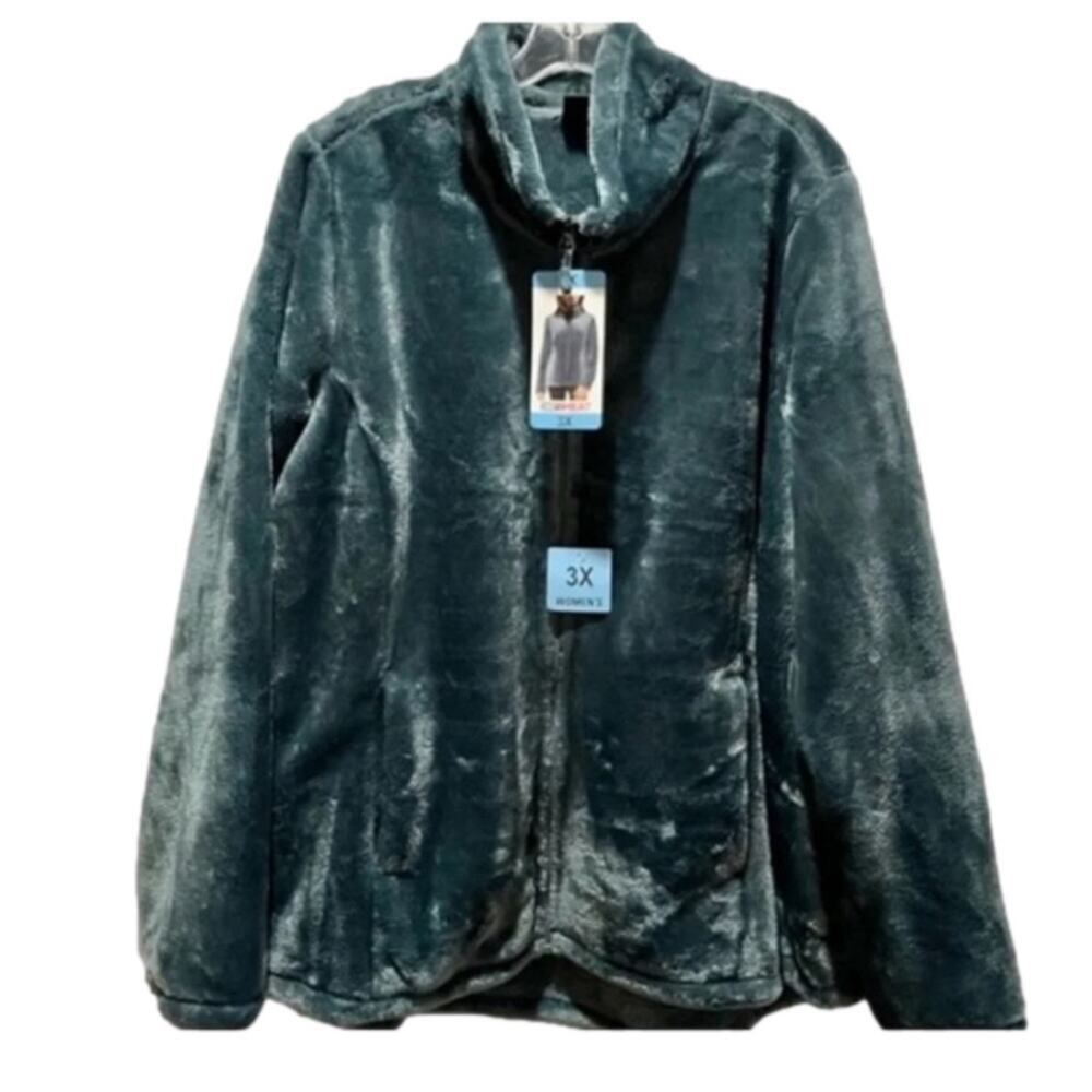 32 Degrees Women's Jacket Plush Green Size 3X NWT